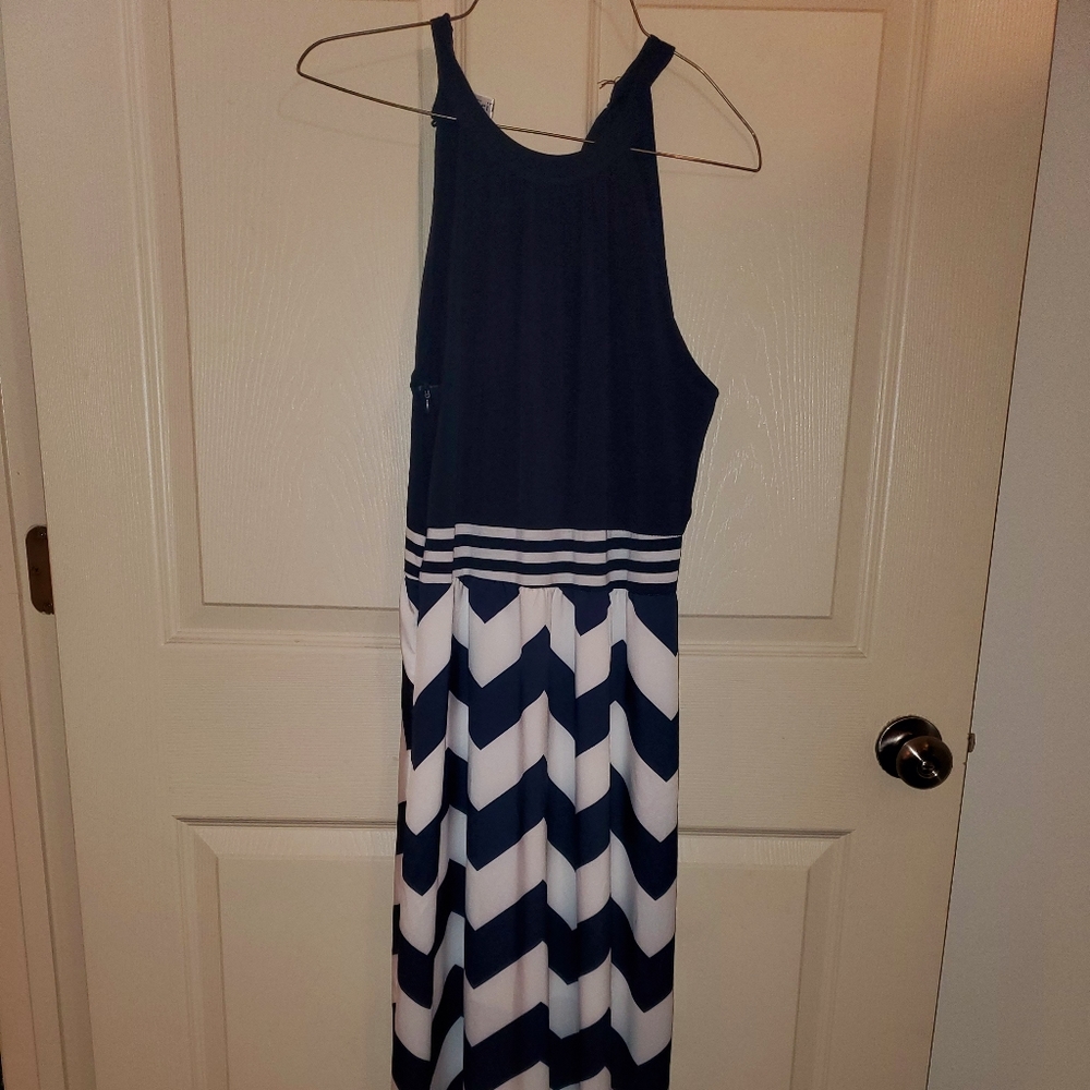 Navy/ White Maxi Dress